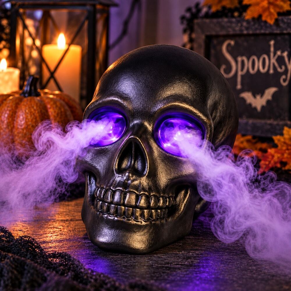 Dollar Tree Mist Maker Lighted Skull Halloween Fog Mister USB Decor NEW